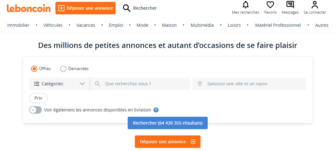Leboncoin, le site de petites annonces généralistes en France